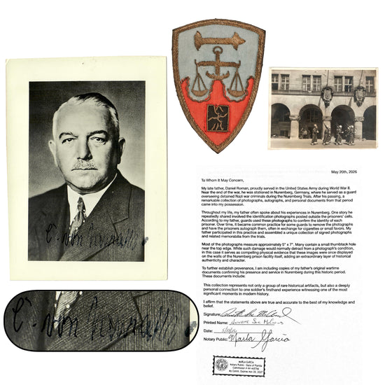 Original Nuremberg Trials Signed Photograph of Reich Foreign Minister Baron Konstantin von Neurath - Obtained Directly from a U.S. Army Guard, 1945–1946 - As Seen on The Cache with Alex Cranmer