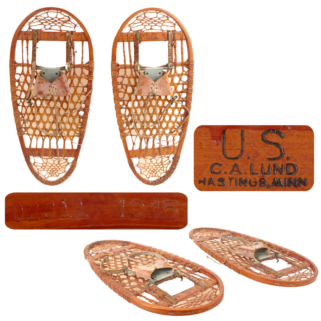 Original U.S. WWII 10th Mountain Division Matching Snowshoes by C.A. Lund - Dated 1945