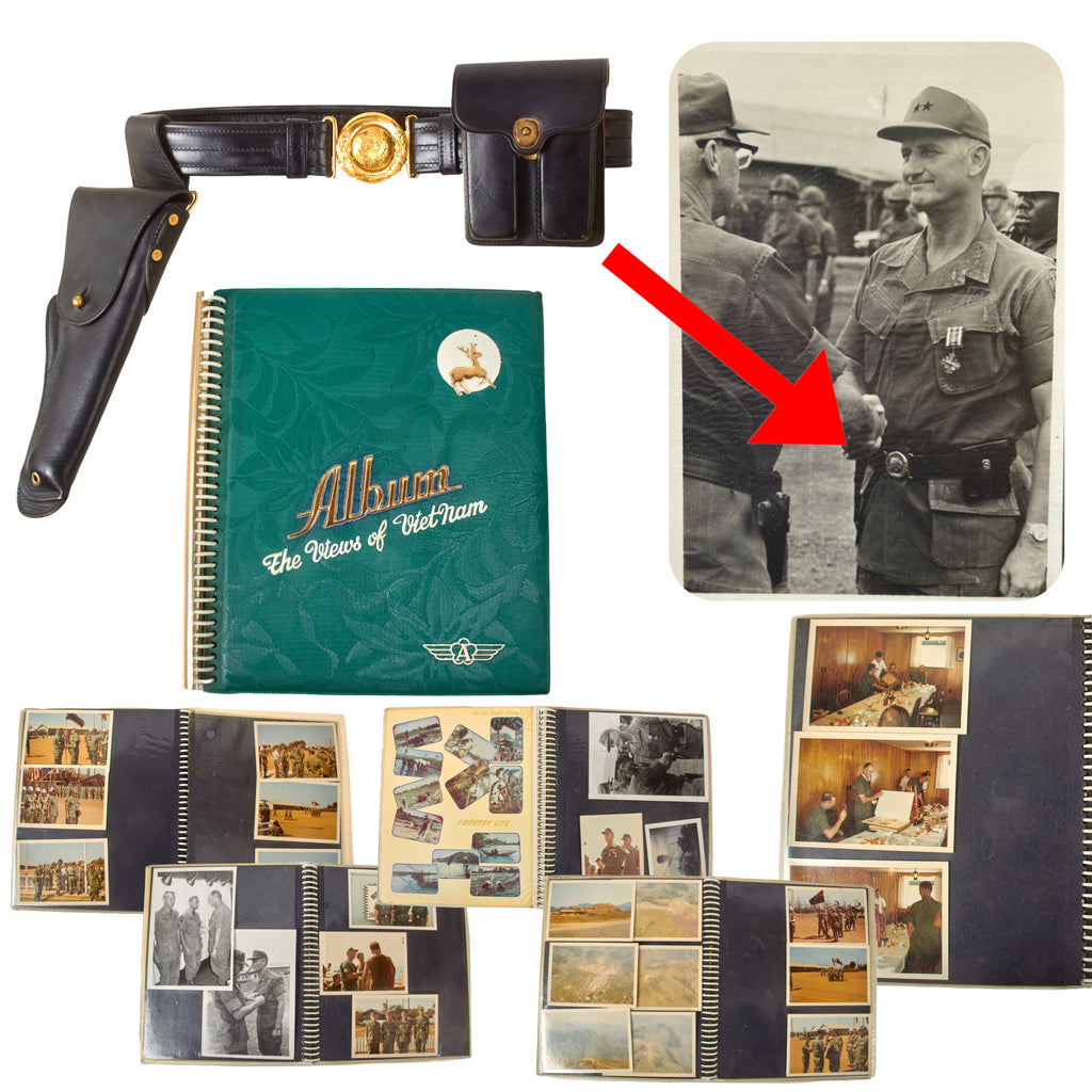 Original U.S. Vietnam War 23rd Americal Division Commanding General Lloyd B. Ramsey’s General Officer’s Belt with Holster & Magazine Pouch and Personal Photo Album - Belt Rig Shown in Photos Original Items
