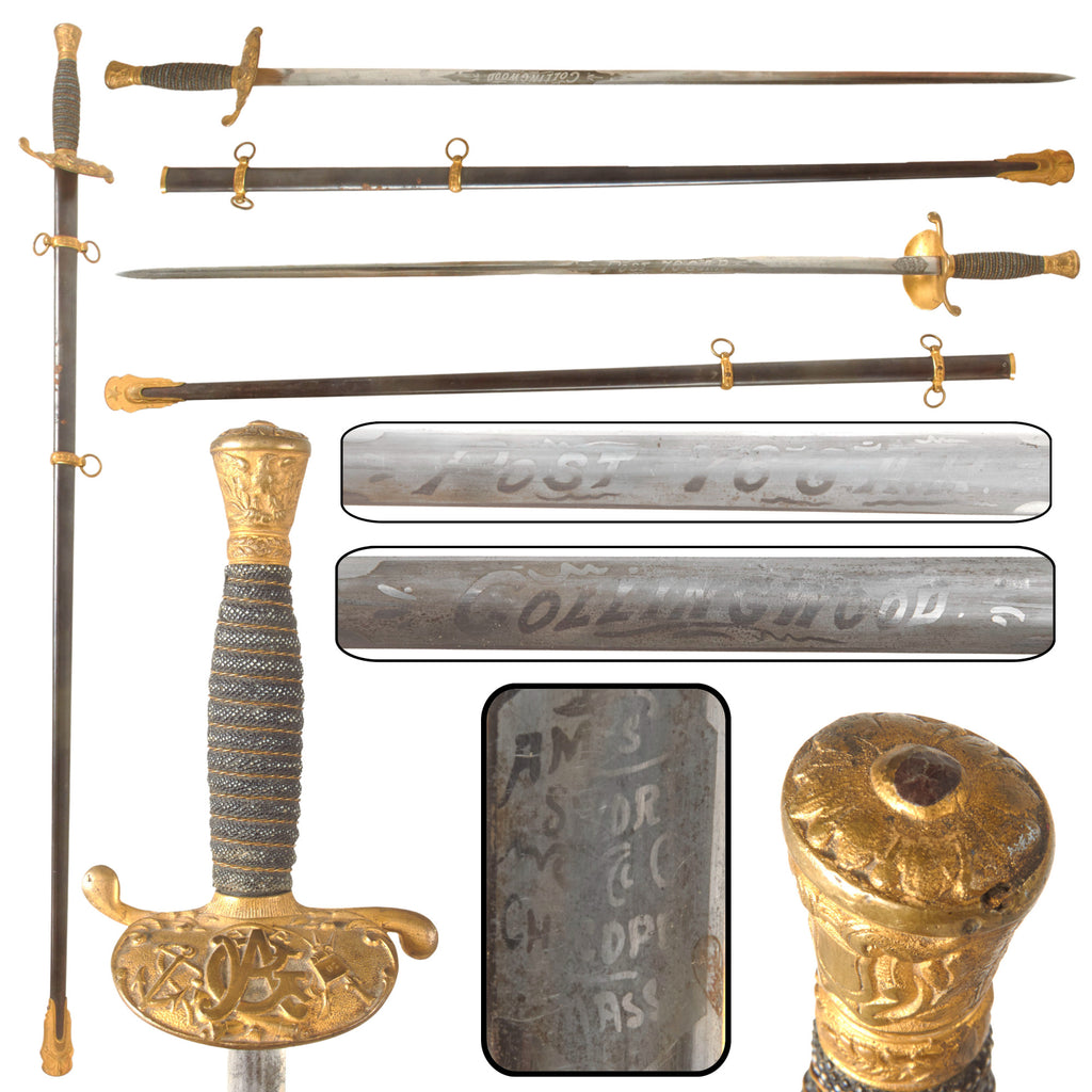 Original U.S. Grand Army of the Republic GAR Post 76 M1860 Style Officer Sword with Scabbard by Ames Sword Company - Collingwood
