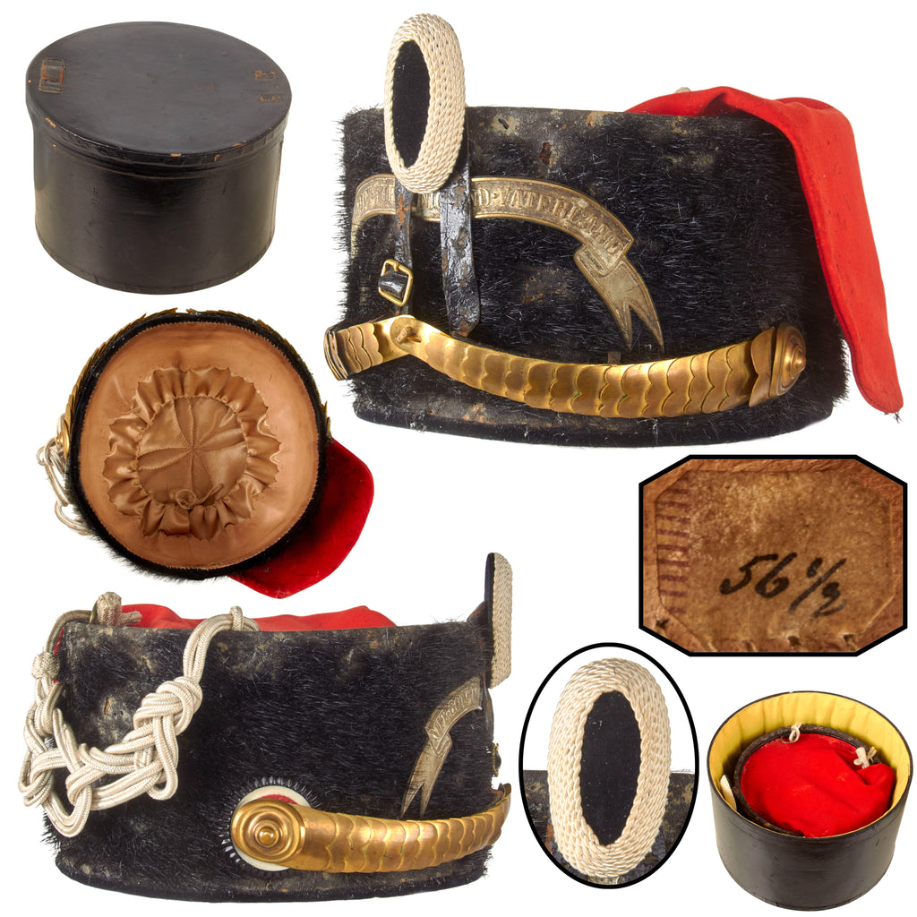 Original Imperial German WWI Prussian Hussars Regiment Officer Light Cavalry Bearskin Busby in Original Storage Box - Size 56 1/2