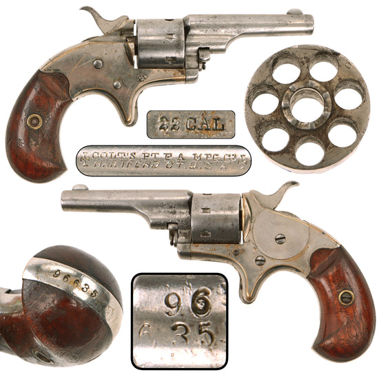 Original Colt Nickel Plated Open Top Pocket Model Revolver in .22 Short, Serial No. 96635, 1877 Production Original Items