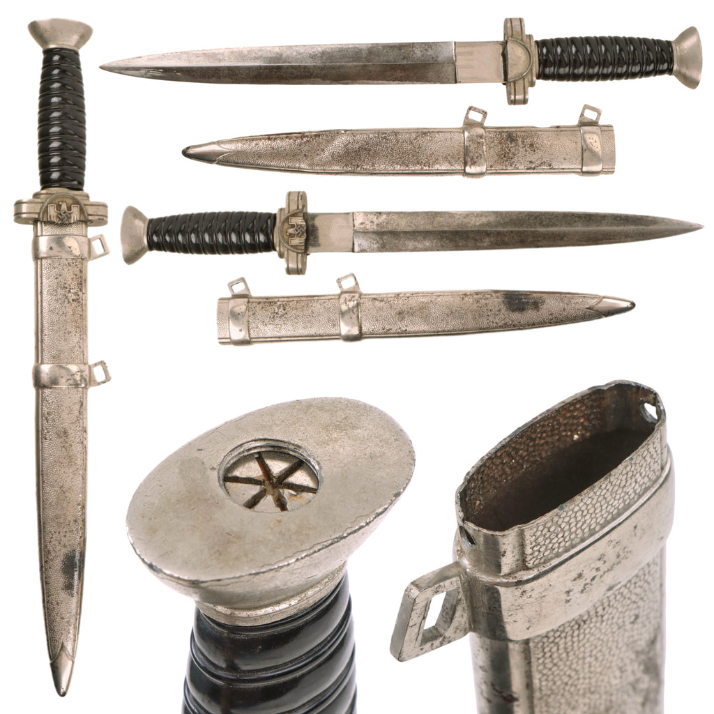 Original German WWII DRK Red Cross Officer's Dagger with Scabbard and Damaged Crossguard - Deutsches Rotes Kreuz