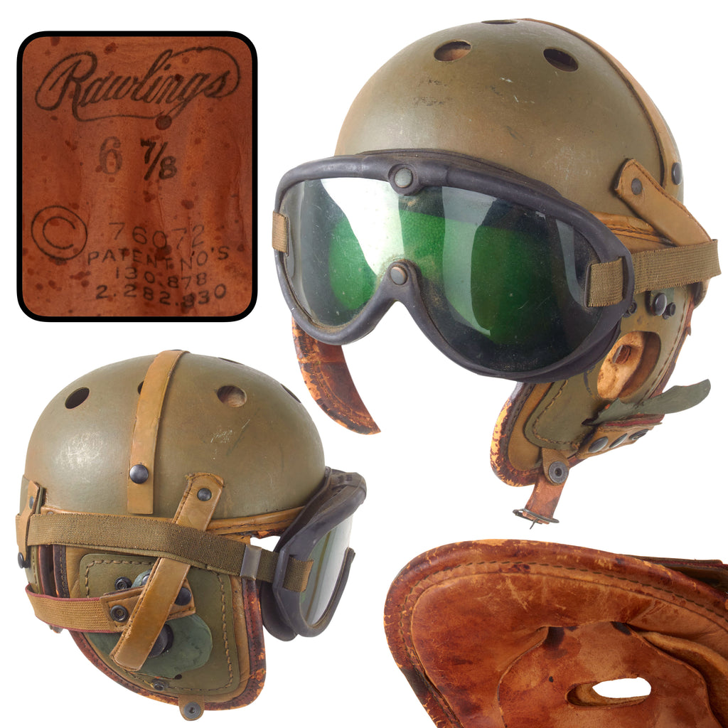 Original U.S. WWII M38 Tanker Helmet by Rawlings with M-1944 Goggles