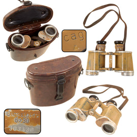 Original German WWII 6x30 Dienstglas Binoculars by Swarovski “cag” with Bakelite Carrying Case