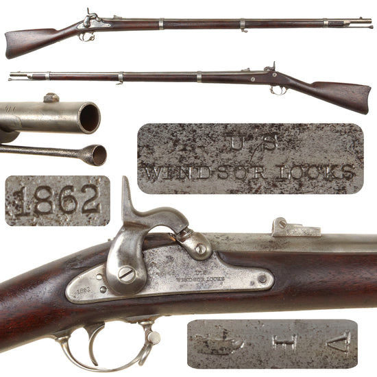 Original U.S. Civil War Rare Springfield Model 1861 Windsor Locks Contract Rifled Musket - Dated 1862 Original Items