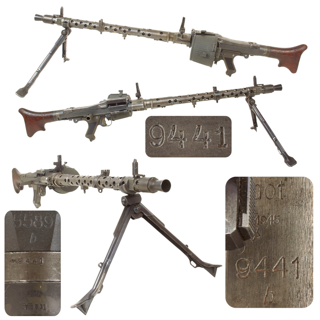 Original German WWII MG 34 Display Machine Gun by Waffenwerke Brünn Serial 9441 b with Belt Carrier and Bolt - dated 1945