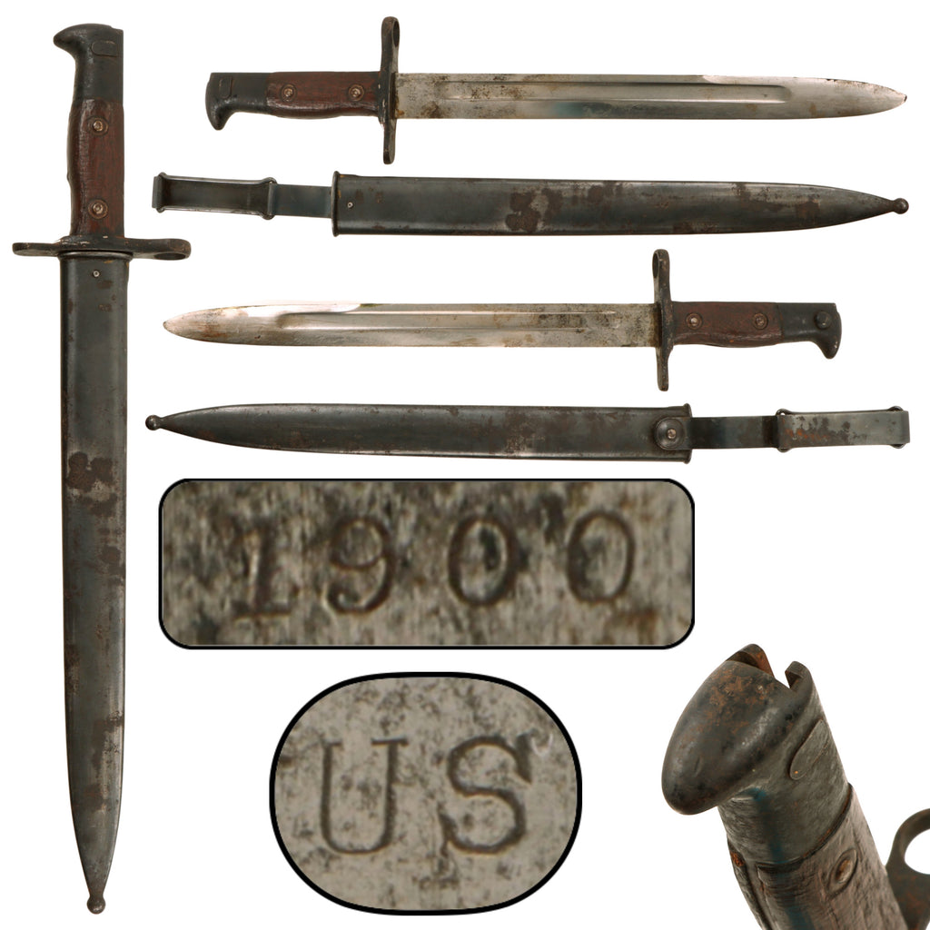 Original U.S. Philippine - American War Model 1892 Krag Rifle Bayonet and 2nd Pattern Scabbard - Dated 1900