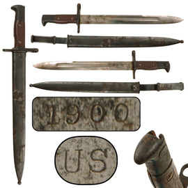 Original U.S. Philippine - American War Model 1892 Krag Rifle Bayonet and 2nd Pattern Scabbard - Dated 1900