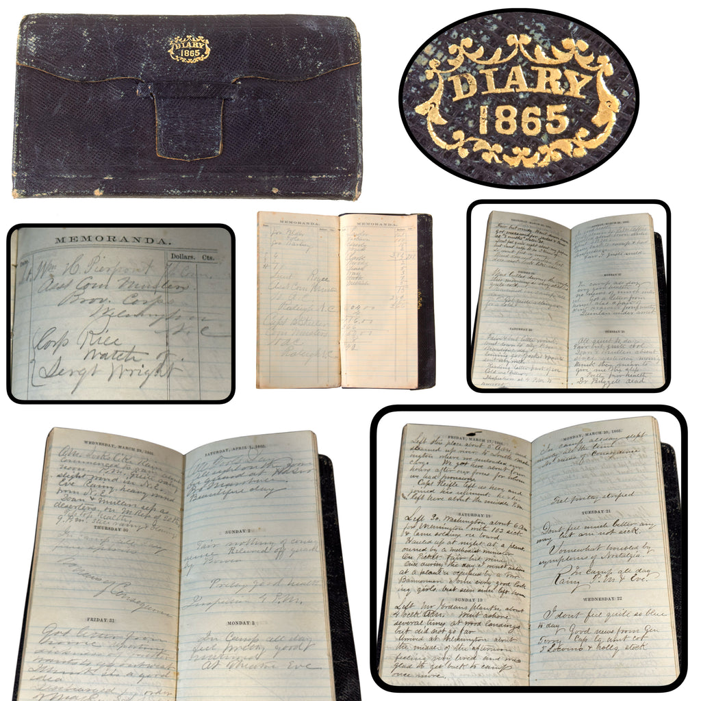Original U.S. Civil War 7th Connecticut Volunteer Infantry 1865 Diary with 11 Pages of Writing