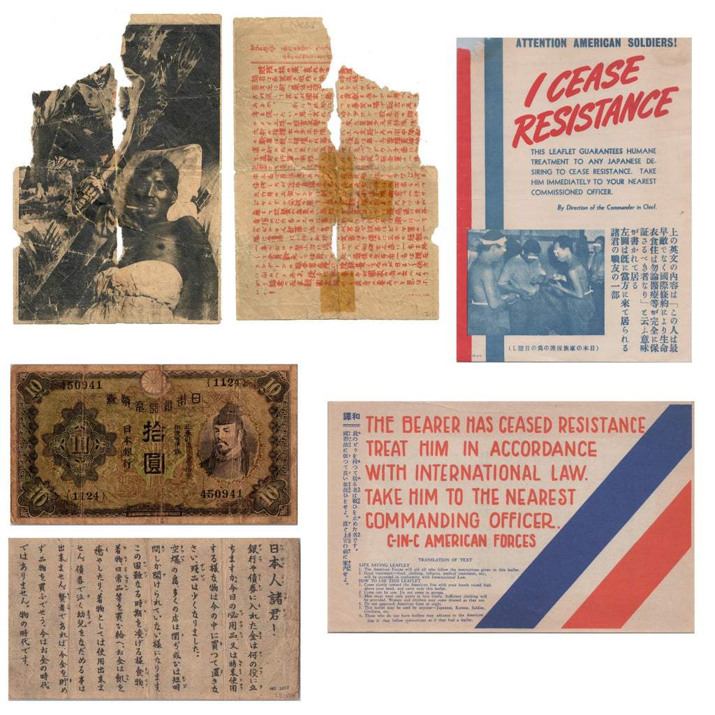 Original U.S. WWII Propaganda Leaflets Dropped on Japanese Troops - Lot of 4 Original Items