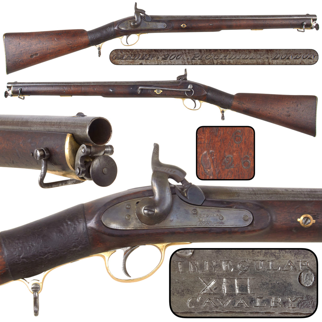Original British East India Company 13th Bengal Irregular Cavalry Percussion Saddle Ring Carbine by Garden, 200 Piccadilly, with Leather Grip Wrap, Circa 1851