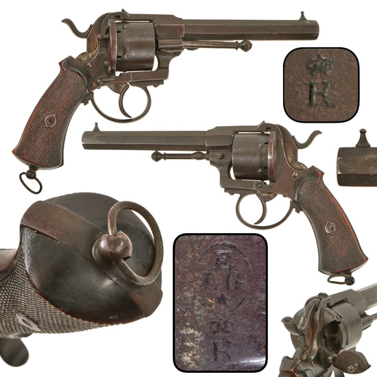 Original U.S. Civil War Era Belgian 11mm Lefaucheux Pinfire Double Action Belt Revolver with 5 1/2" Barrel, Circa 1860 Original Items