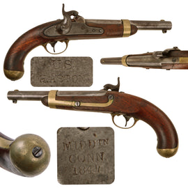 Original U.S. Civil War Era M-1842 Percussion Cavalry Pistol by H. Aston & Co. with Stock Cartouches - dated 1847
