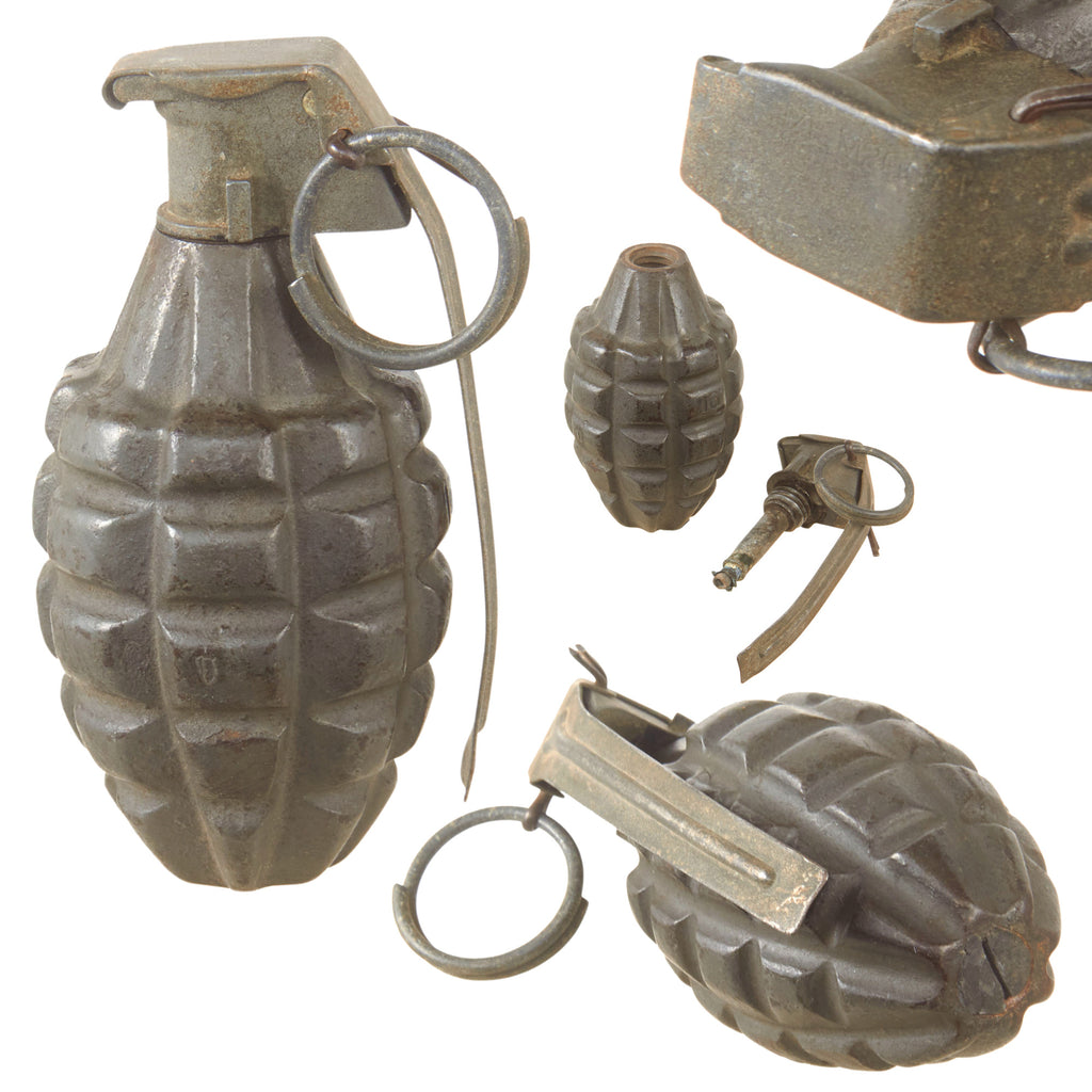 Original U.S. WWII Inert Early-Pattern Mk II “Pineapple” Fragmentation Grenade - Inert Original Items