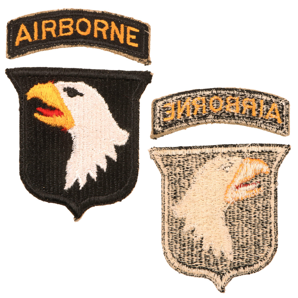 Original U.S. WWII Rare 101st Airborne Division Type 5 Patch with White Back & Detached Rocker Original Items