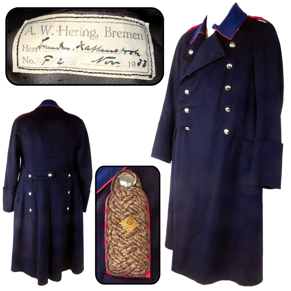 Original German WWII Feuerschutzpolizei Fire Protection Police Oberstleutnant Officer’s Wool Greatcoat, Dated 1933