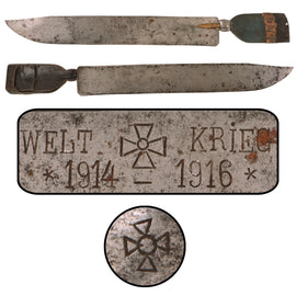 Original Imperial German WWI “Weltkrieg 1914-1916” Trench Art Machete with Shrapnel Shell Fragment HandleOriginal Imperial German WWI “Weltkrieg 1914-1916” Trench Art Machete with Shrapnel Shell Fragment Handle