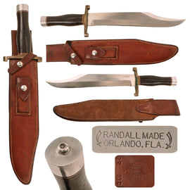 Original U.S. Vietnam War Era Randall Model 12 “Confederate Bowie” Fighting Knife with Original Roughback Sheath and Whetstone - Rare