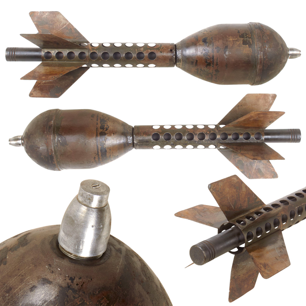 Original German WWII PAK 36 Stielgranate 41 37mm High Explosive Anti-Tank Stick Grenade - 1942 Dated Body and Fuze