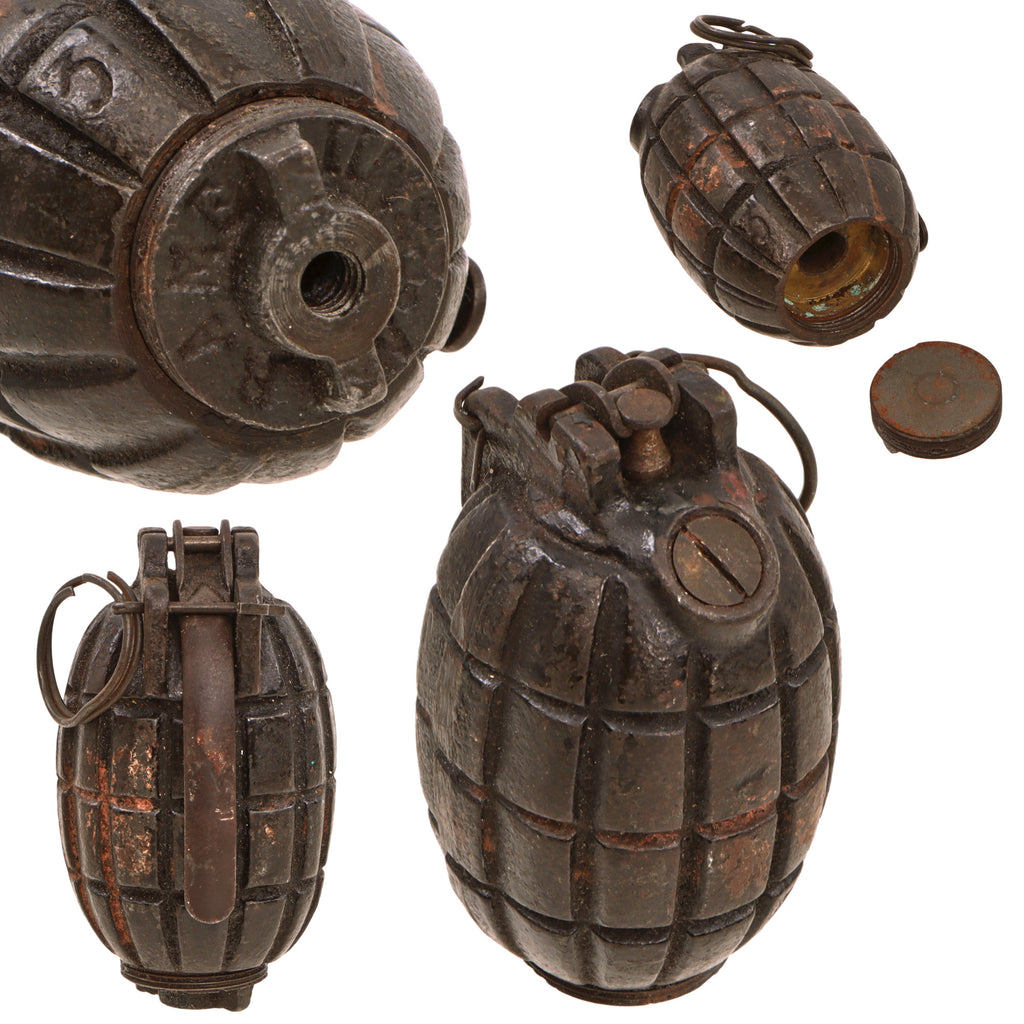 Original British WWI Inert Mills Bomb No. 23 MKII Grenade by R.A. Main of Falkirk - Dated April 1917