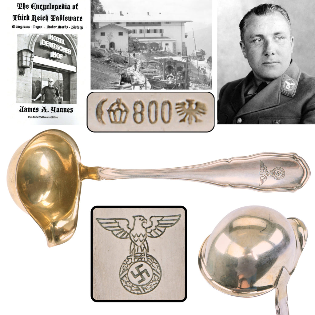 Original German WWII 800 Silver Berghof “House Service” Gravy / Sauce Ladle by Bruckmann & Söhne