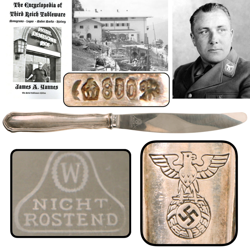 Original German WWII 800 Silver Berghof “House Service” Luncheon Knife by Bruckmann & Söhne Original Items