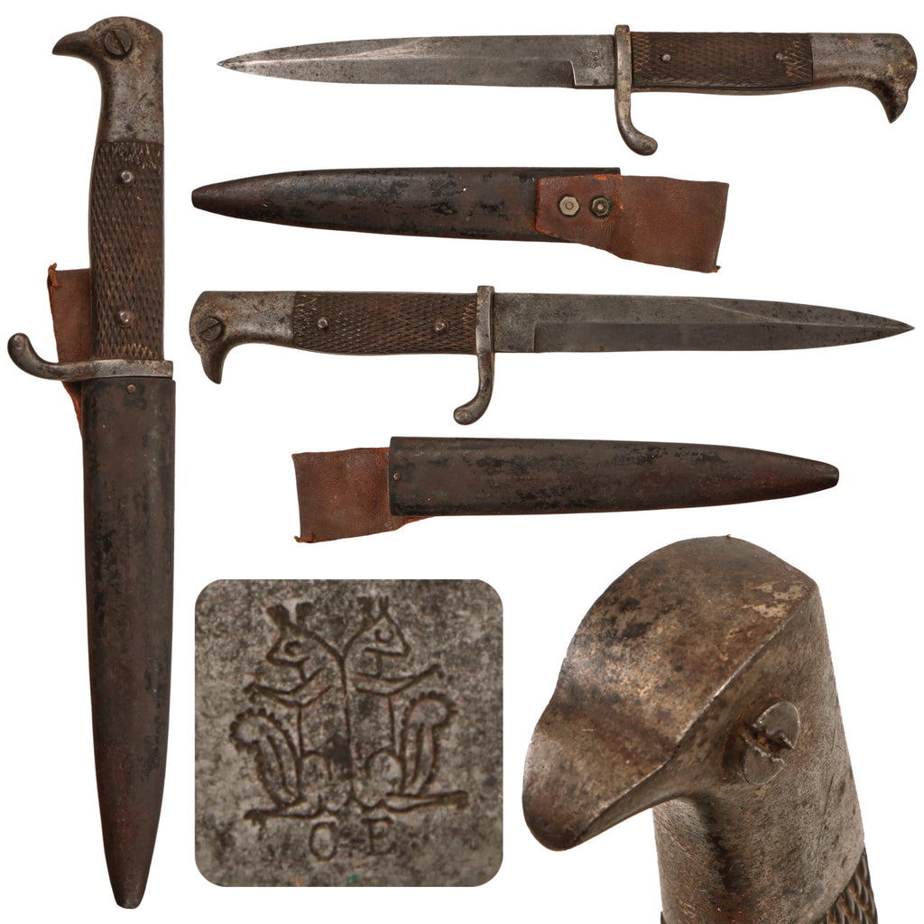 Original German WWI Private Purchase Dress Trench Fighting Knife with Scabbard by Carl Eickhorn