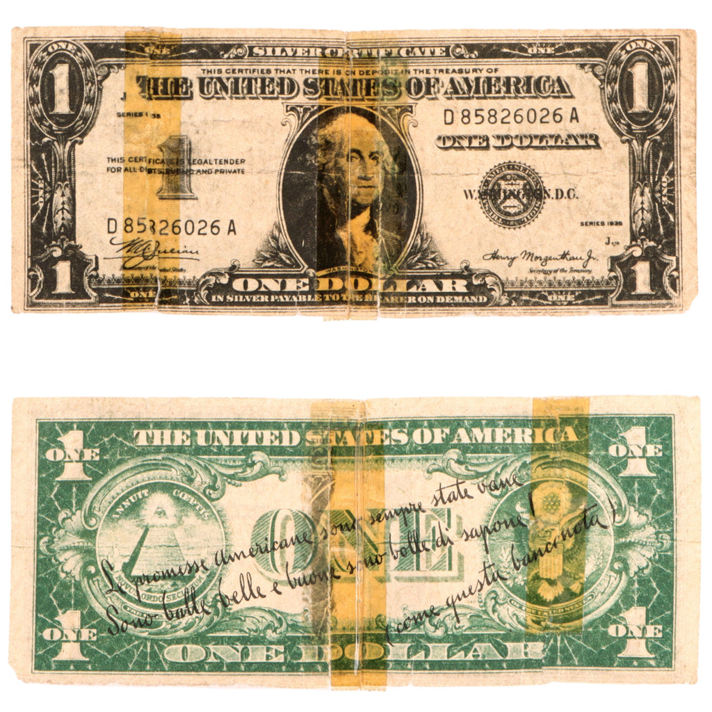 Original Italian WWII U.S. Dollar Propaganda Leaflet Dropped on Liberated Cities Original Items