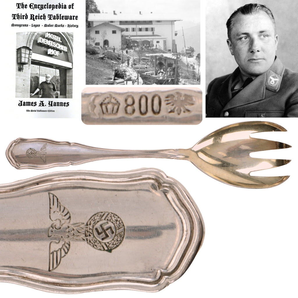 Original German WWII 800 Silver Berghof “House Service” Salad Serving Fork by Bruckmann & Söhne