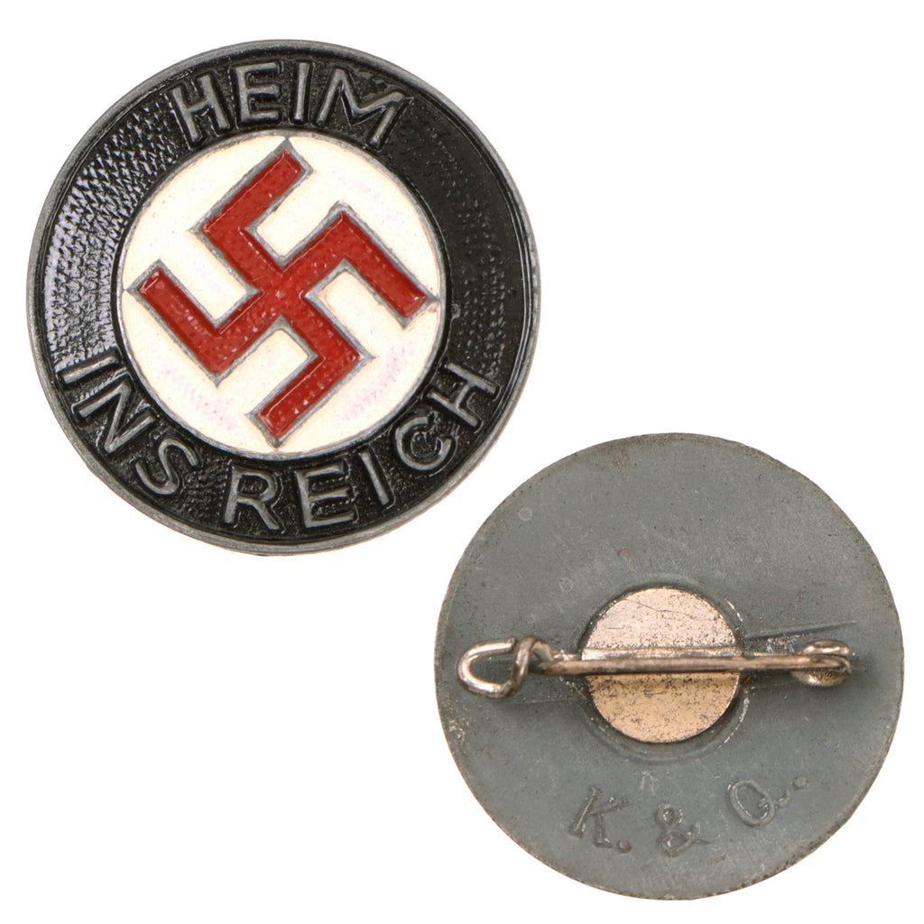 Original WWII German-Occupied Luxembourg Volksdeutsche Bewegung “Heim ins Reich” Painted Membership Badge by Klein & Quenzer