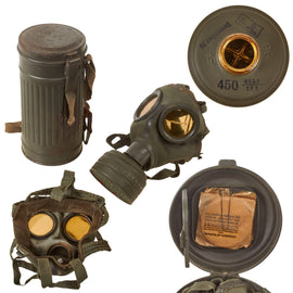 Original German WWII Early Auer M30 2nd Model Size 2 Gas Mask - January 1936 Dated