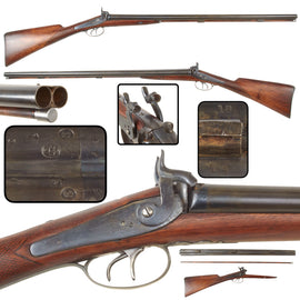 Original Belgian Double Barrel 16 Bore Percussion Fowling Piece by Auguste Francotte of Liège with 30 3/4" Barrels, Circa 1850s