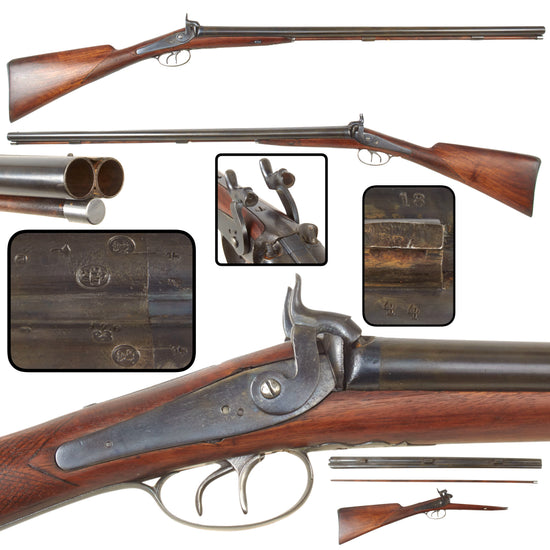 Original Belgian Double Barrel 16 Bore Percussion Fowling Piece by Auguste Francotte of Liège with 30 3/4" Barrels, Circa 1850s