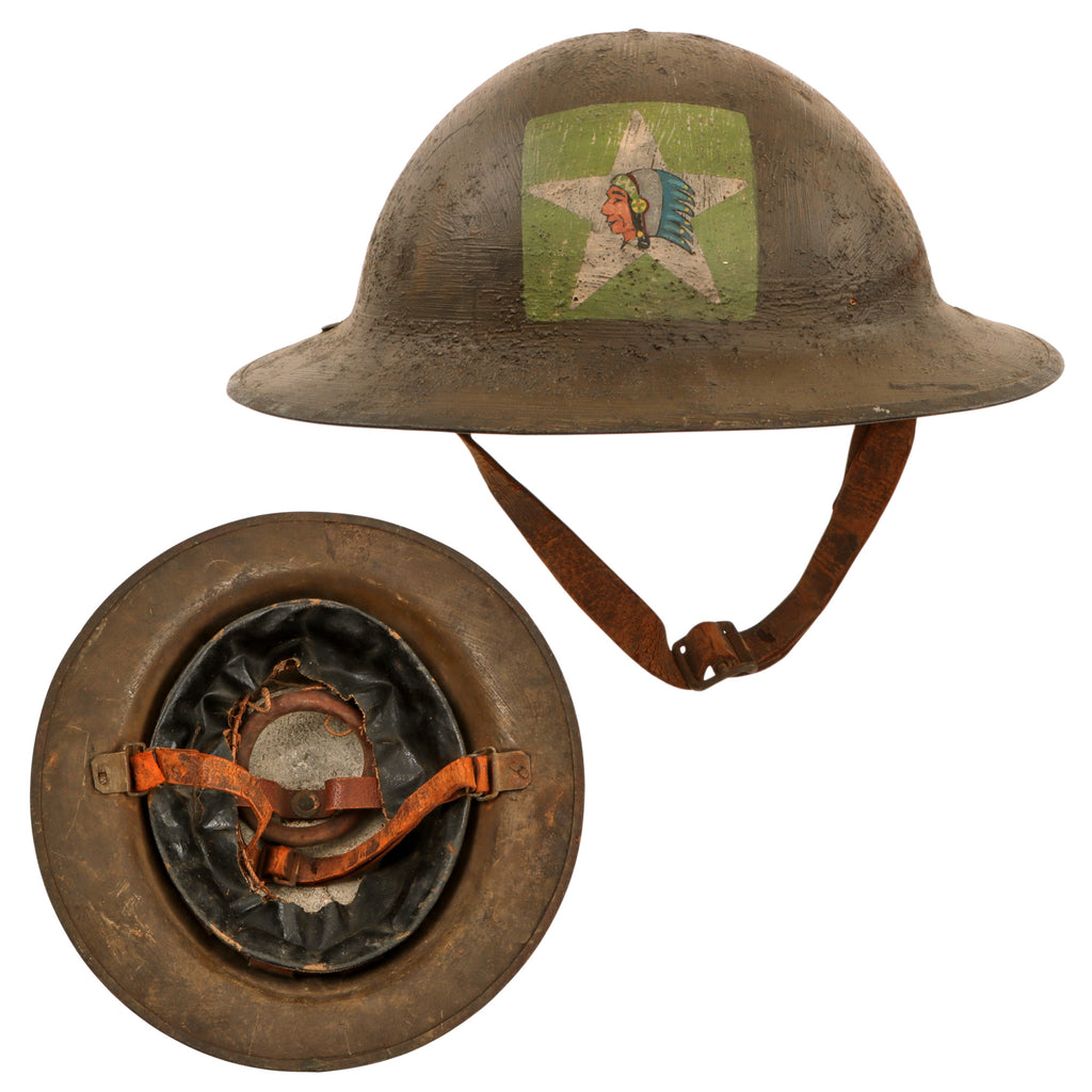 Original U.S. WWI British Made Mark I Doughboy Helmet with Museum Quality Post War Painted Insignia - Supply Company, 5th Marines, 2nd Division