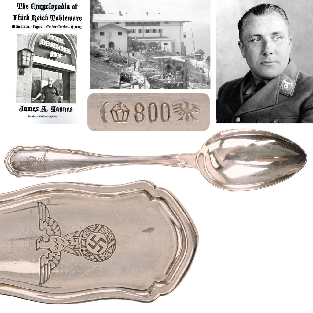 Original German WWII 800 Silver Berghof “House Service” Large Serving Spoon by Bruckmann & Söhne