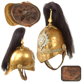 Original British Victorian Era Household Cavalry 2nd Dragoon Guards Queen’s Bays Parade Helmet with Black Plume by Firmin & Sons - Size 6 7/8