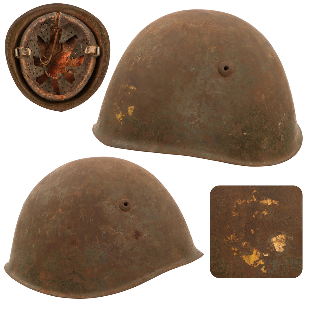 Original WWII Italian M33 Helmet marked with Faint Navy Regia Marina Insignia