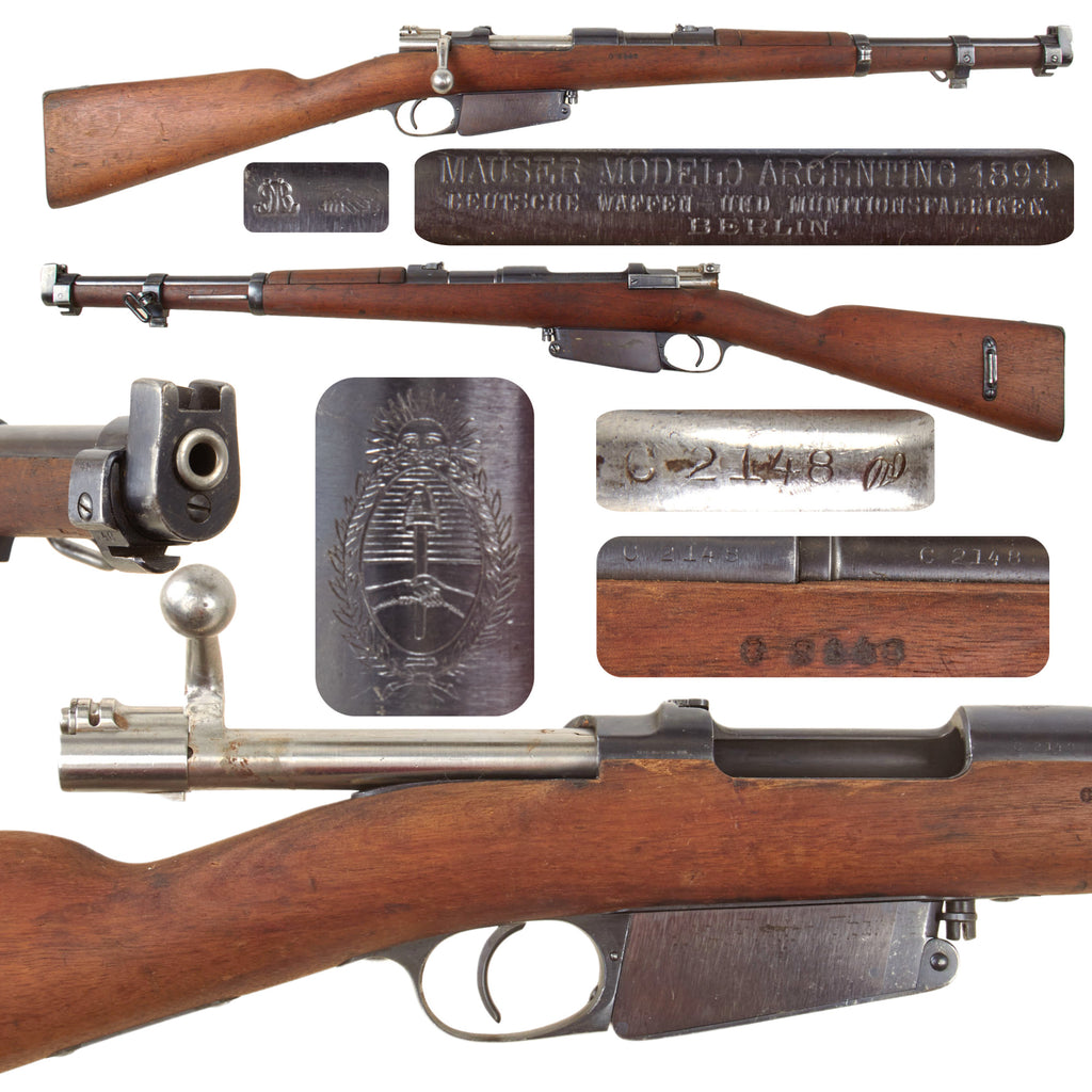 Original Rare M1891 Argentine Mauser Engineer Carbine by D.W.M. Berlin Made in 1898 with Intact Crest - Serial Serial C 2148 Original Items