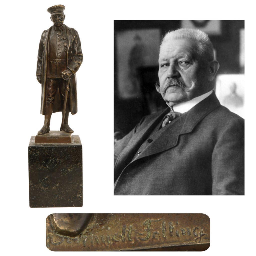 Original Imperial German WWI Bronze Statue of Paul von Hindenburg on Marble Base by Julius Paul Schmidt-Felling Original Items