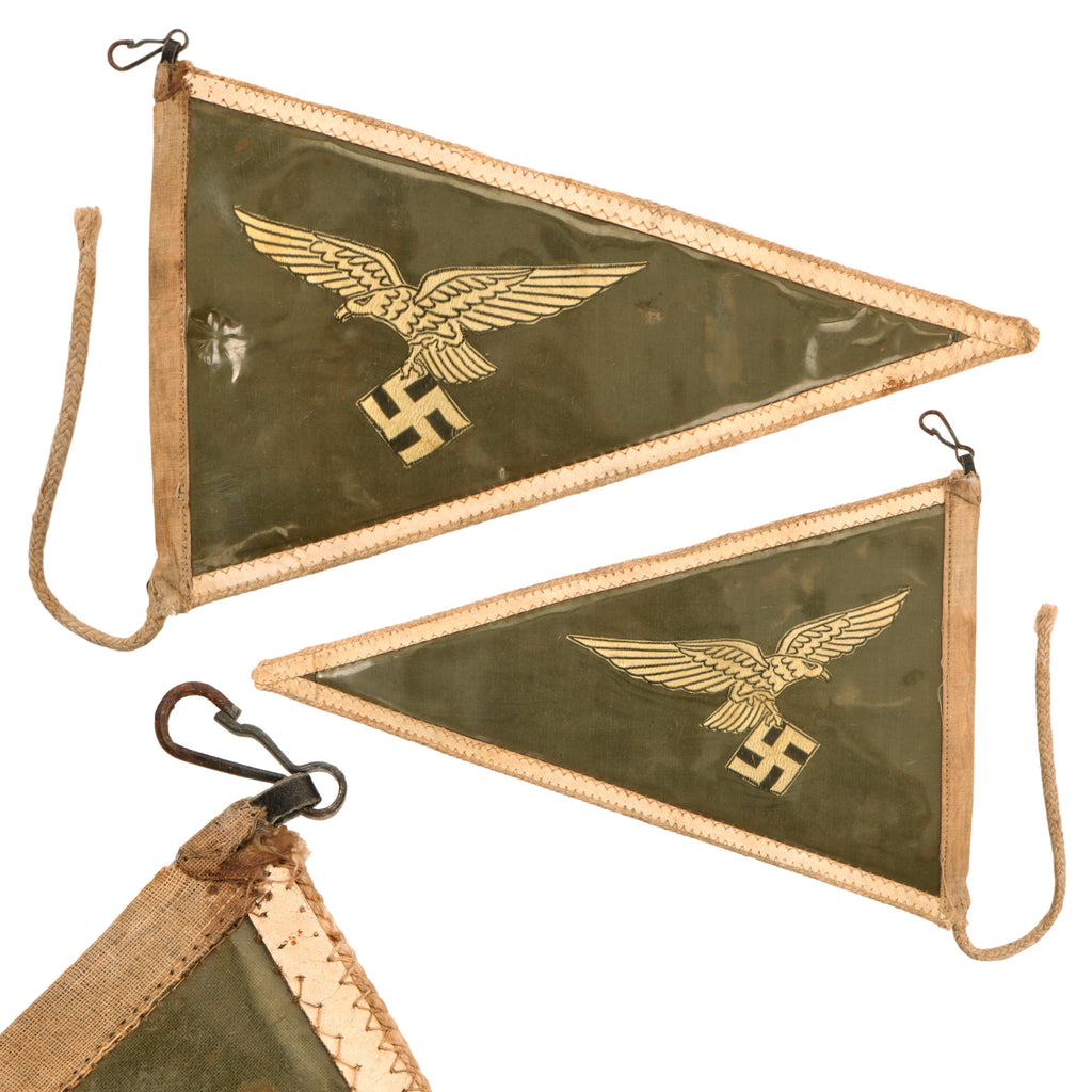 Original German WWII Luftwaffe Officer Rigid Fahrzeug Stabsflagge Vehicle Fender Pennant with Early Eagle, 7 1/2" x 12" Original Items