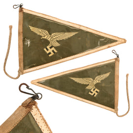 Original German WWII Luftwaffe Officer Rigid Fahrzeug Stabsflagge Vehicle Fender Pennant with Early Eagle, 7 1/2" x 12"