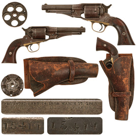 Original U.S. Civil War Era Remington New Model Police Revolver Converted to .38 Rimfire with Period "Mexican Loop" Holster - Serial 15411