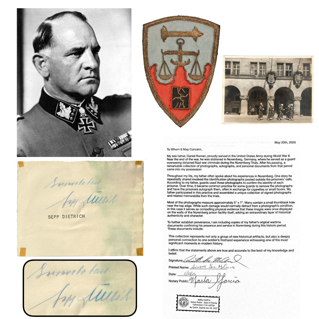 Original Nuremberg Trials Signature of Waffen-SS General Sepp Dietrich - Obtained Directly from a U.S. Army Guard, 1945–1946 - As Seen on The Cache with Alex Cranmer