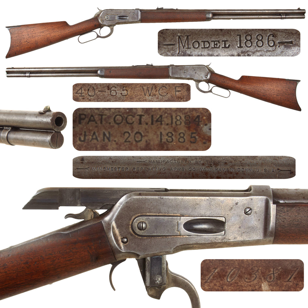 Original U.S. Winchester Model 1886 .40-65 Big Game Rifle with 26" Round Barrel Made in 1887 - 2nd Year of Production - Serial 10381 Original Items