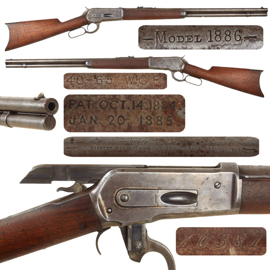 Original U.S. Winchester Model 1886 .40-65 Big Game Rifle with 26" Round Barrel Made in 1887 - 2nd Year of Production - Serial 10381 Original Items