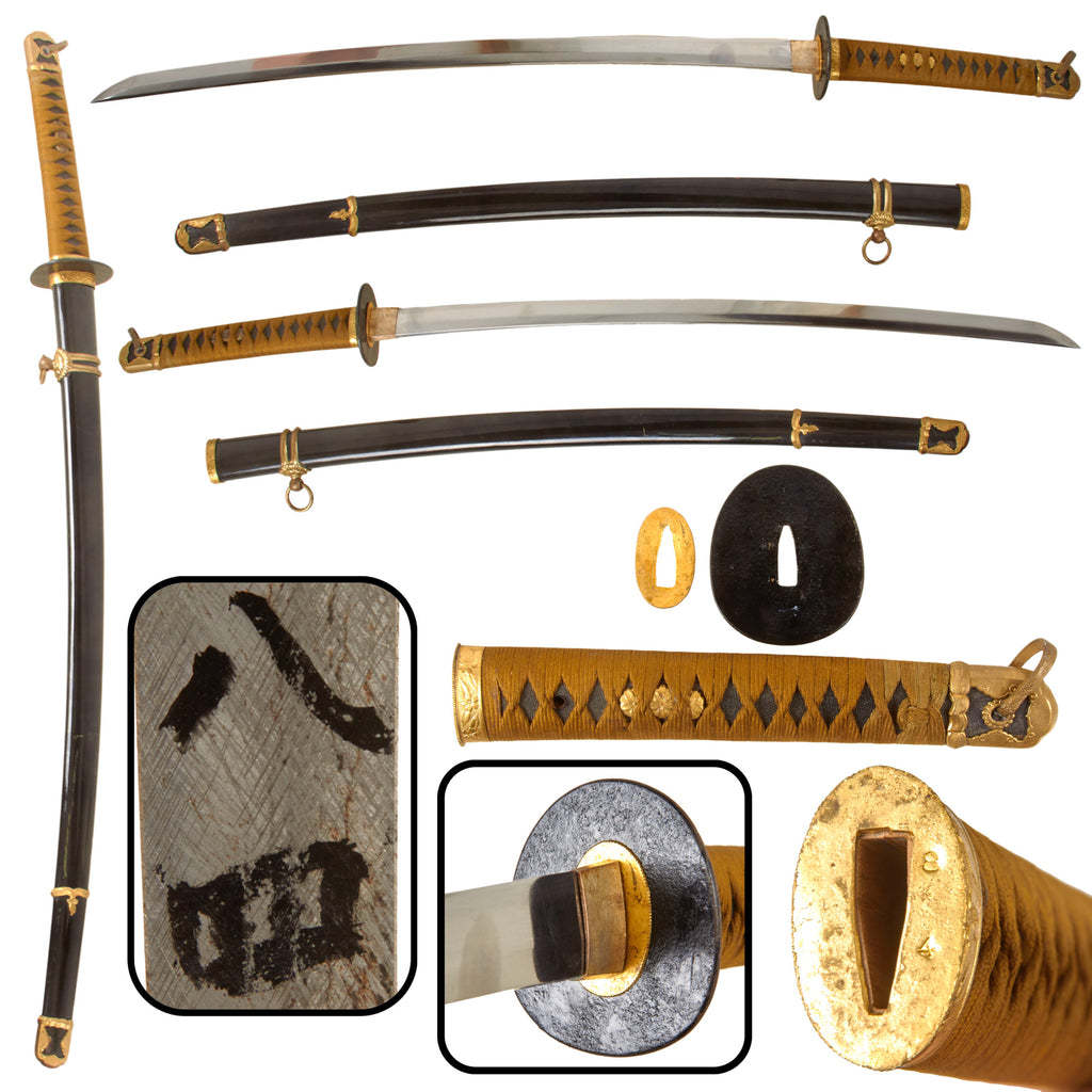 Original WWII Japanese Navy Officer P1937 Kai-Gunto Katana Sword with Scabbard, Matched Number 8 4
