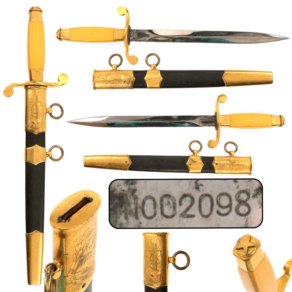Original Soviet WWII Model 1940 Naval Commander’s Dagger with Early No-Button Scabbard - Serial No. 02098 - Undated