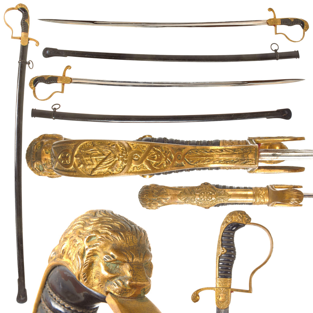 Original German Pre WWII Heer Army Officer's Lion Head Sword by WKC Waffenfabrik with Steel Scabbard