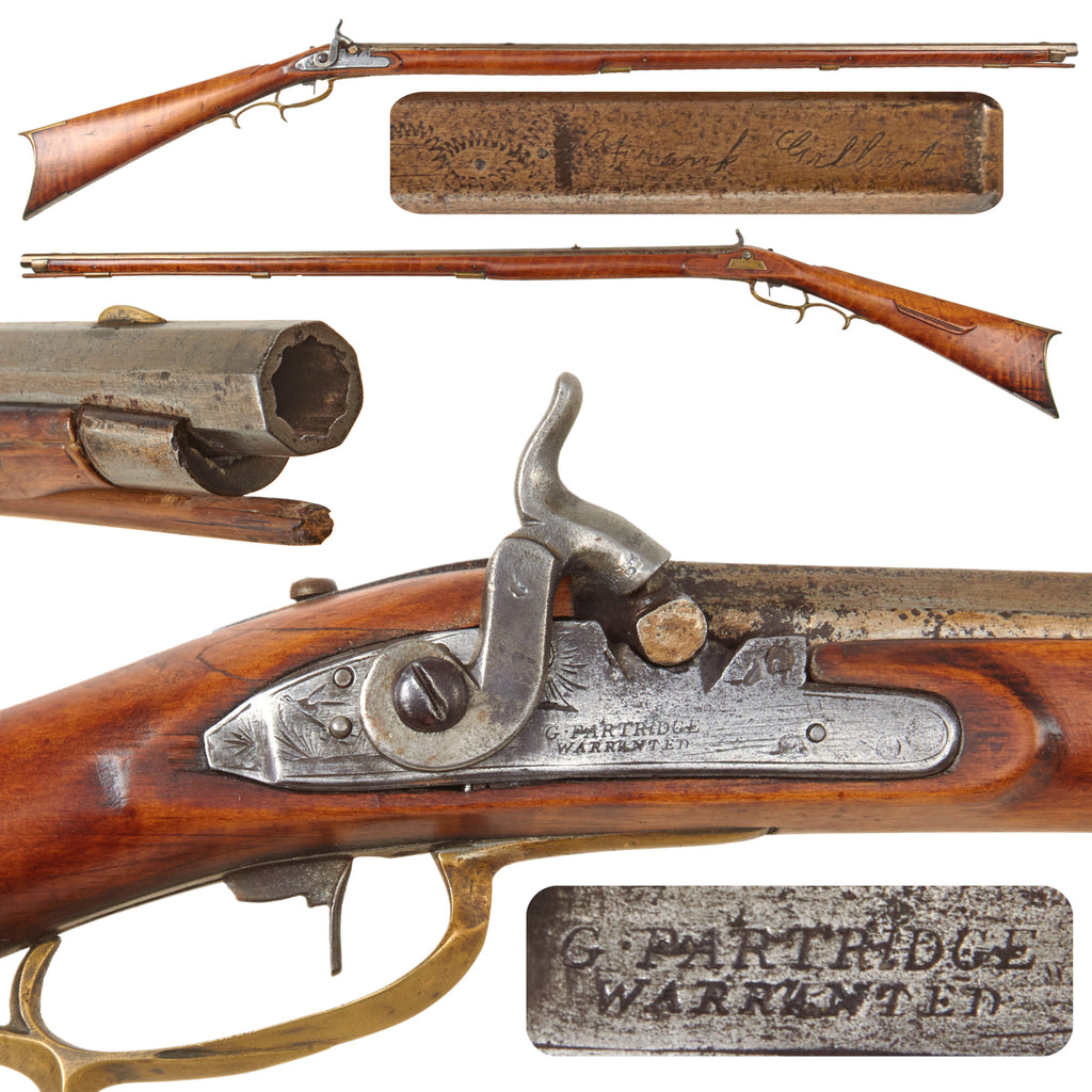 Original U.S. Pennsylvania Percussion Hunting Rifle by Frank Gilbert of Somerset with Partridge Trade Lock - Circa 1850 Original Items